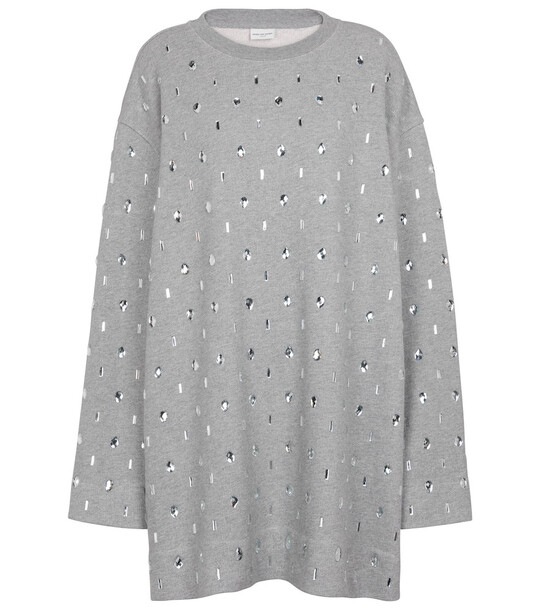 Dries Van Noten Embellished cotton sweatshirt in grey