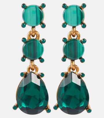 oscar de la renta embellished drop earrings in green