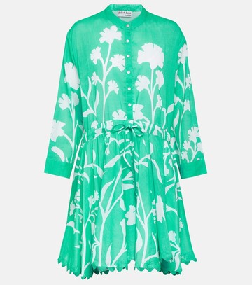juliet dunn floral cotton shirtdress in green
