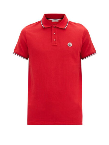 moncler - logo-appliqué cotton polo shirt - mens - red