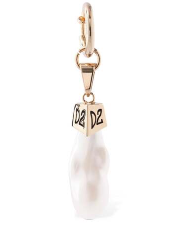 dsquared2 faux pearl mono earring in gold / white