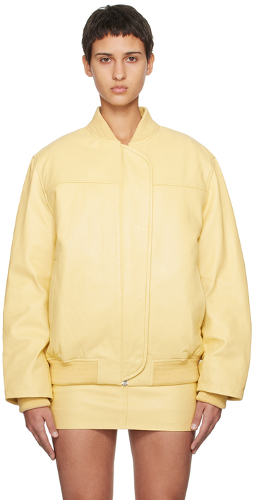 remain birger christensen yellow insulated leather bomber jacket