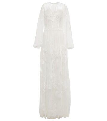 costarellos jezebel embroidered tulle gown in white