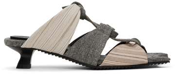 paula canovas del vas gray & beige diablo twist heeled sandals