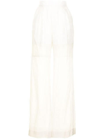 mame kurogouchi high-waist jacquard sheer trousers - white