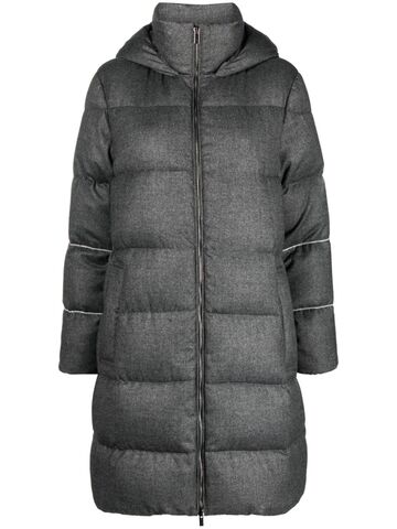 peserico hooded quilted down coat - grey
