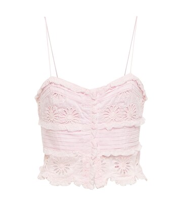 Isabel Marant Delphine cotton and silk crop top in pink