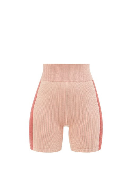The Upside - Side-stripe Ribbed Cycling Shorts - Womens - Pink