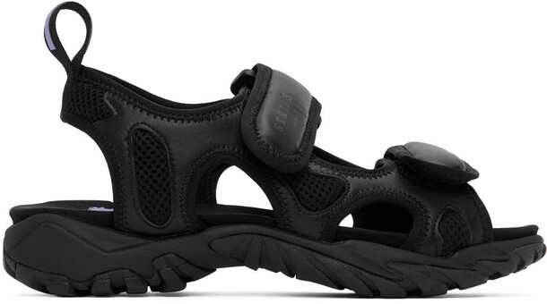MCQ Black Faux-Leather & Mesh Sandals