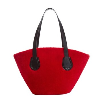 Mark Cross Arc Shearling Tote Bag in red