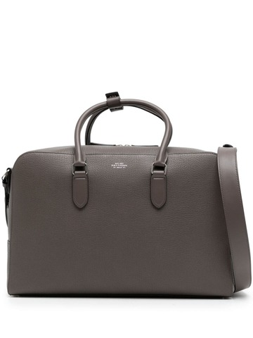 smythson small ludlow leather travel bag - brown