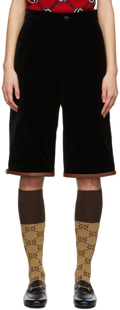 Gucci Black Velvet Bermuda Shorts