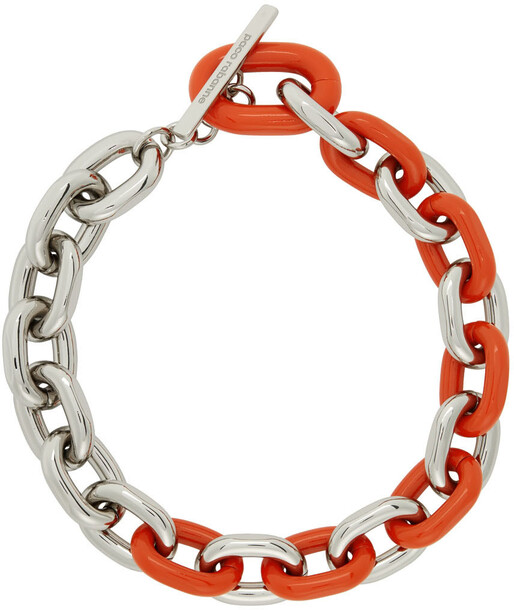 Paco Rabanne Silver & Orange XL Link Necklace