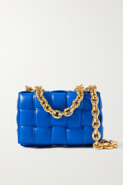 Bottega Veneta - Cassette Chain-embellished Padded Intrecciato Leather Shoulder Bag - Blue