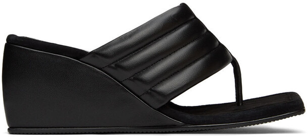 OSOI Black Wedge Wave Heeled Sandals