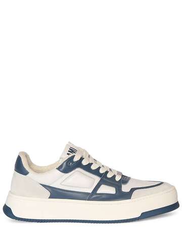 ami paris new arcade leather low top sneakers in blue / white