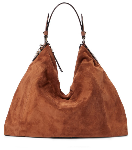 Jimmy Choo Ana Small suede tote in brown