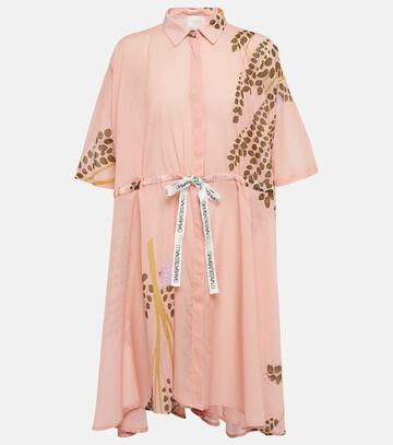 giambattista valli printed silk shirt dress in pink
