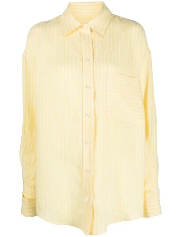 forte dei marmi couture long-sleeve striped linen shirt - yellow