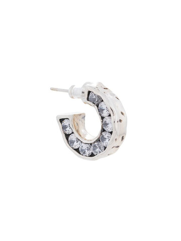 E.M. crystal embellished hoop earring in metallic