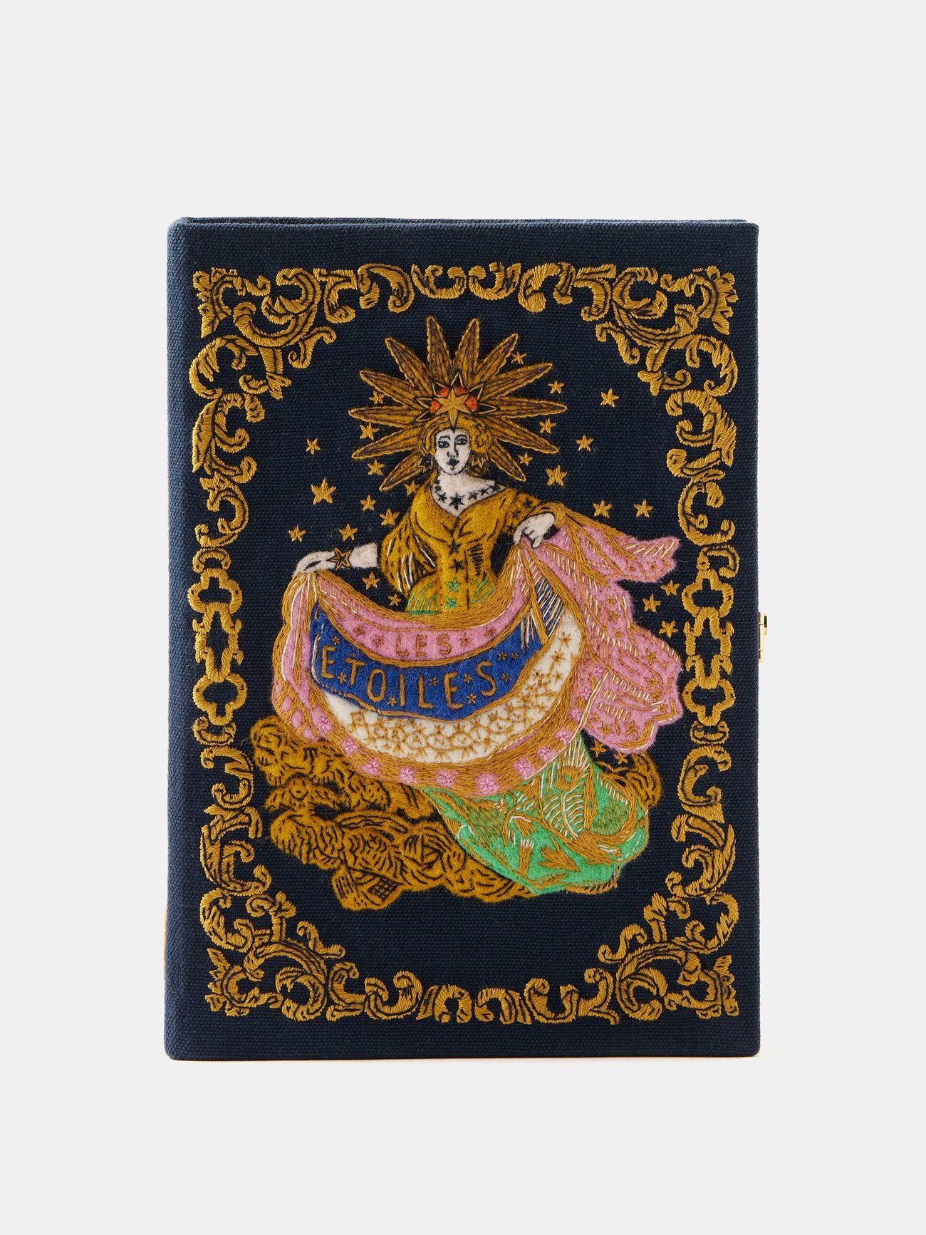 Olympia Le-tan - Les Étoiles Embroidered Book Clutch Bag - Womens - Navy Multi