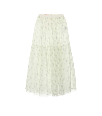 Brock Collection Roulette floral silk midi skirt in white