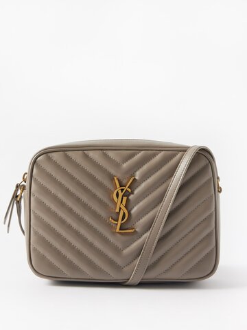 saint laurent - lou mini quilted leather cross-body bag - womens - grey