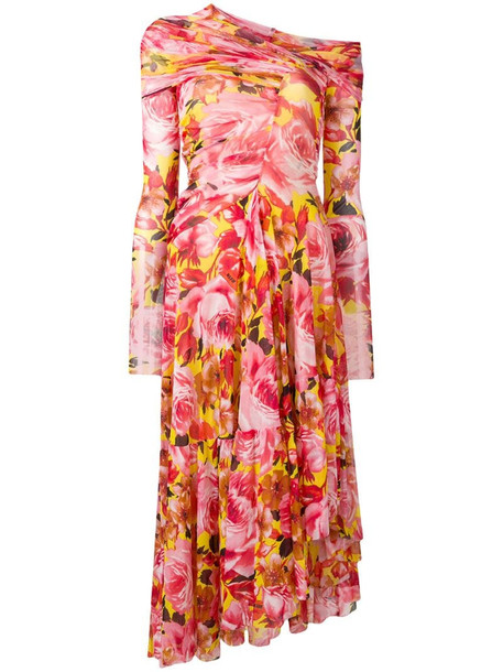 MSGM floral print asymmetric dress in pink