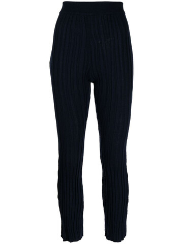 mame kurogouchi ribbed-knit flared-cuff trousers - blue
