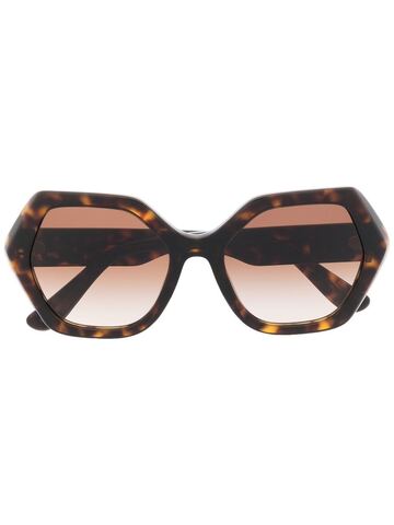 dolce & gabbana eyewear dg crossed geometric-frame sunglasses - brown