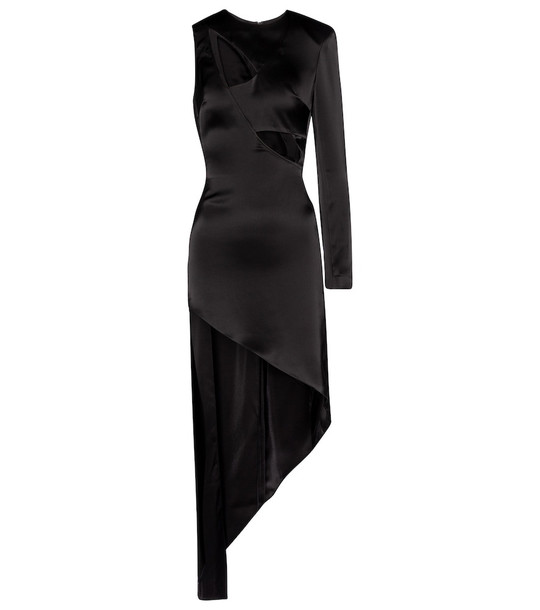 David Koma Cut-out asymmetric satin minidress in black