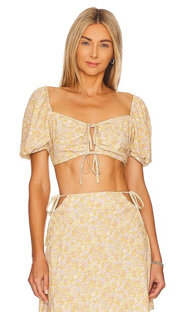 anna nata Reese Top in Yellow in gold / white