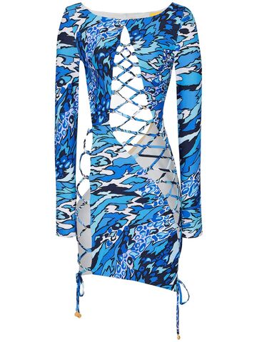DUNDAS Bering Cutout Laces Printed Mini Dress
