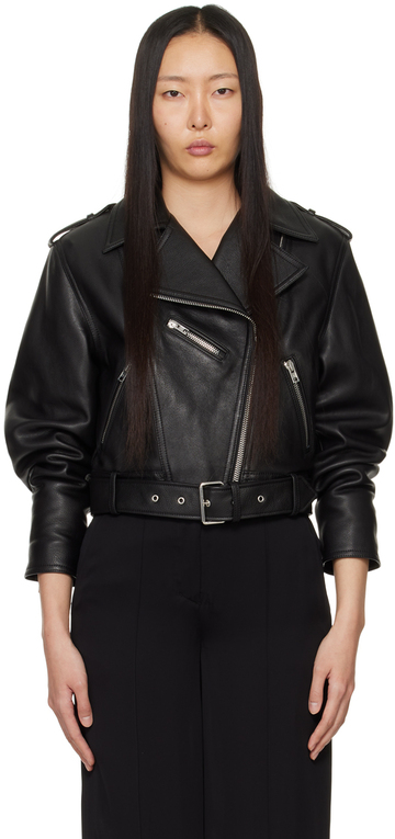filippa k black loose leather jacket