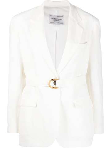 forte dei marmi couture belted-waist detail blazer - white
