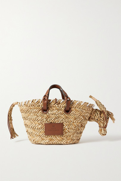ANYA HINDMARCH - Basket Donkey Leather-trimmed Woven Raffia Tote - Neutrals
