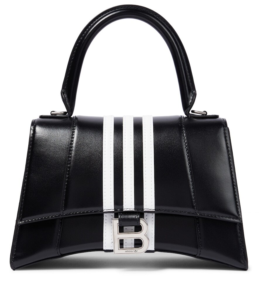 Balenciaga x Adidas Hourglass Small leather tote bag in black
