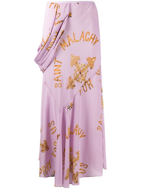 Simone Rocha Saint Malachy print draped silk skirt in purple