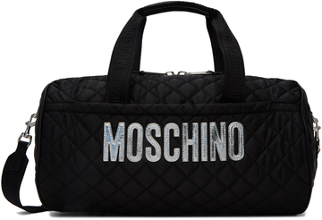 Moschino Black Quilted Duffle Bag in print