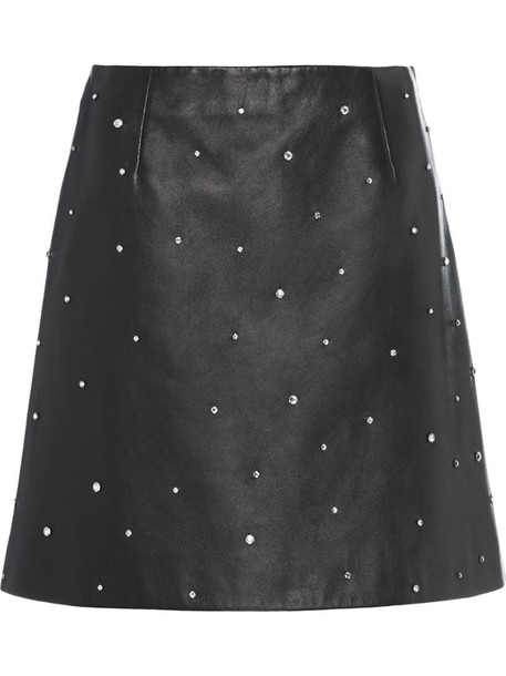 Miu Miu crystal-embellished leather skirt in black
