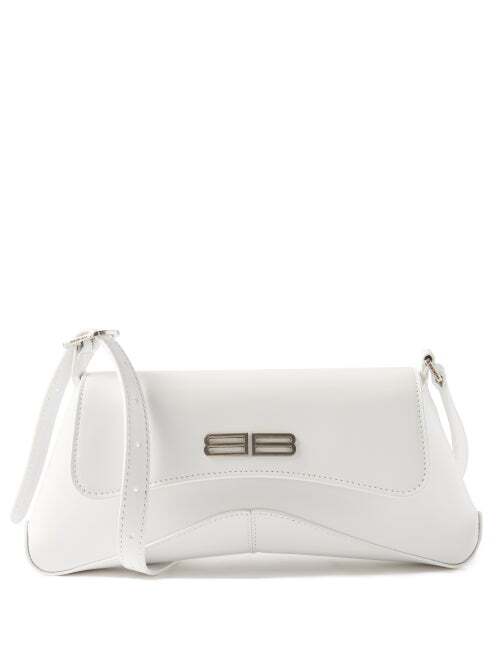 Balenciaga - Xx Flap Stretch Bb-logo Leather Shoulder Bag - Womens - White