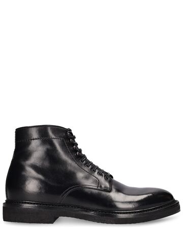 officine creative hopkins leather lace-up boots in nero