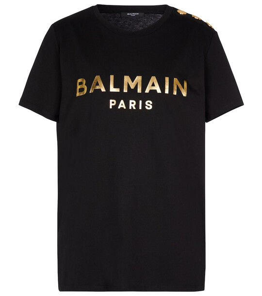 Balmain Logo cotton T-shirt in black