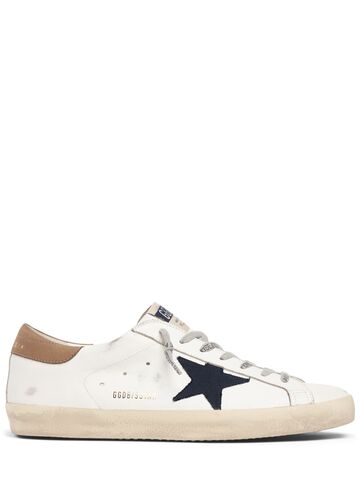 golden goose super-star leather sneakers in navy / white