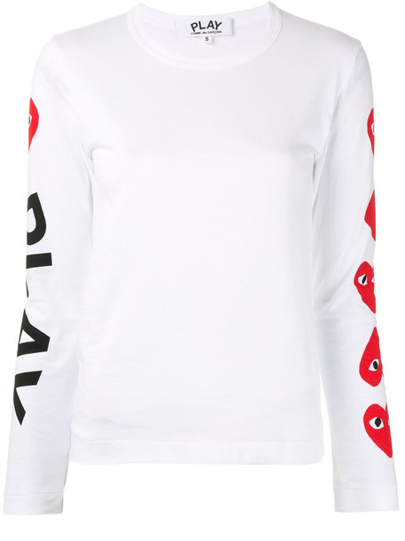 Comme Des Garçons Play logo-print crew neck top in white