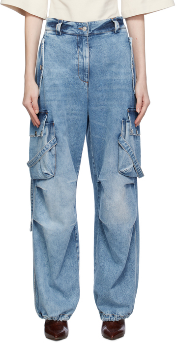 msgm blue cargo pocket jeans