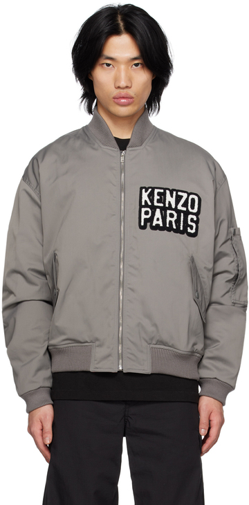 kenzo gray kenzo paris elephant bomber jacket in grey
