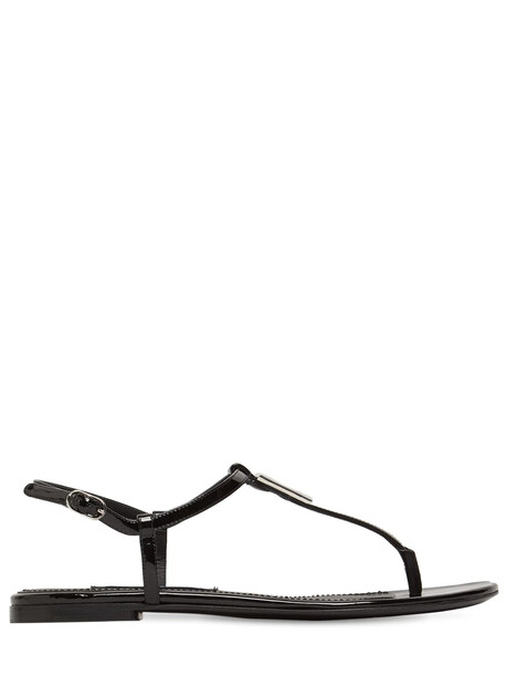 DOLCE & GABBANA 10mm Patent Leather Thong Sandals in black
