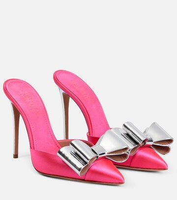 giambattista valli pop-bow embellished satin mules in pink