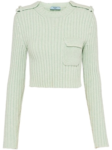 prada cropped knitted top - green